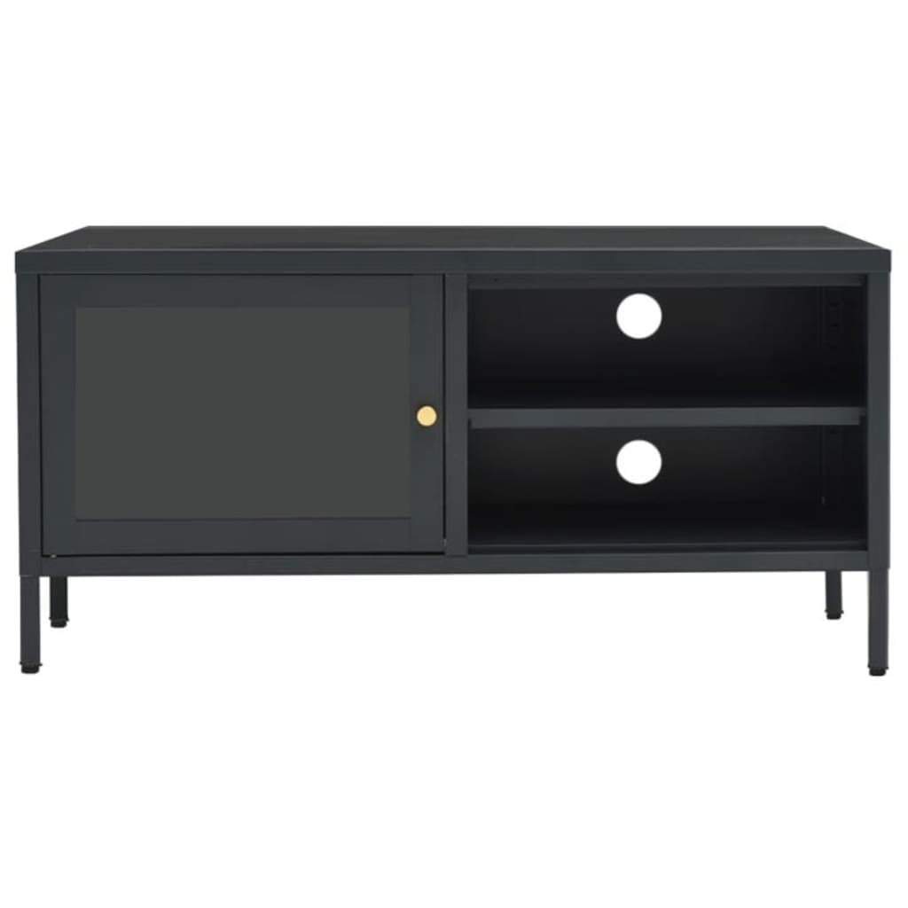 vidaXL TV Stand Anthracite 35.4"x11.8"x17.3" Steel and Glass