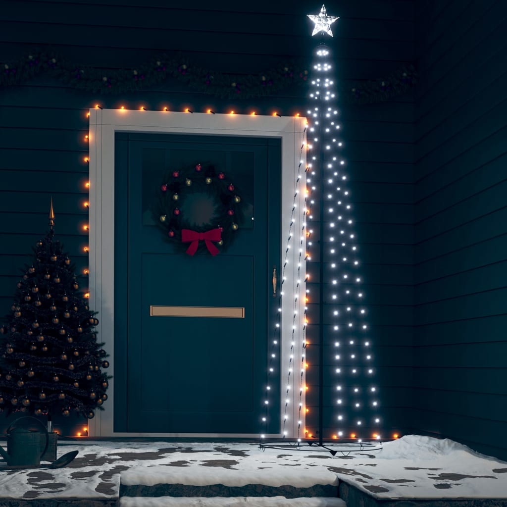 vidaXL Christmas Cone Tree Cold White 136 LEDs Decoration 2x8 ft