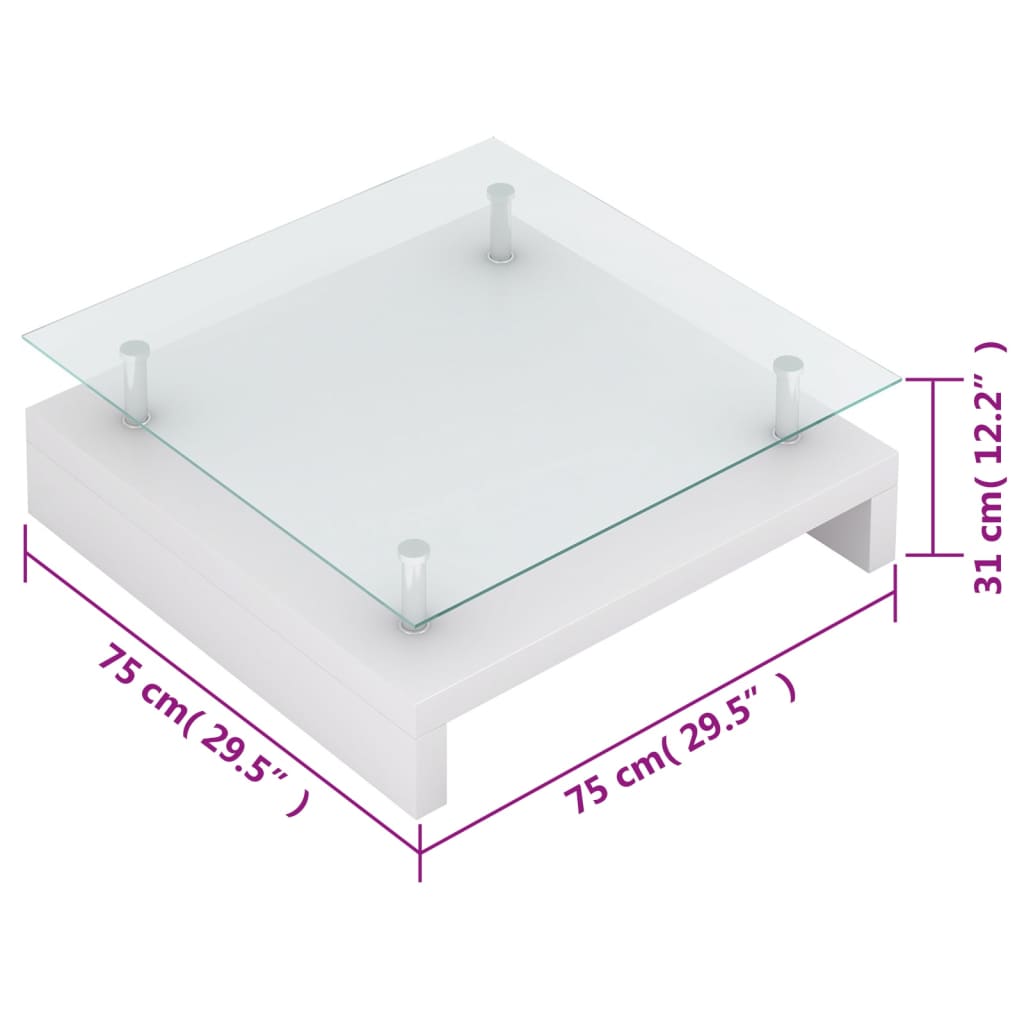 vidaXL Coffee Table with Glass Top White