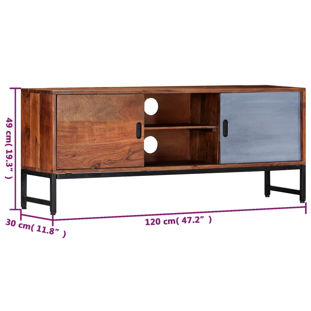 vidaXL TV Cabinet 47.2"x11.8"x19.2" Solid Acacia Wood