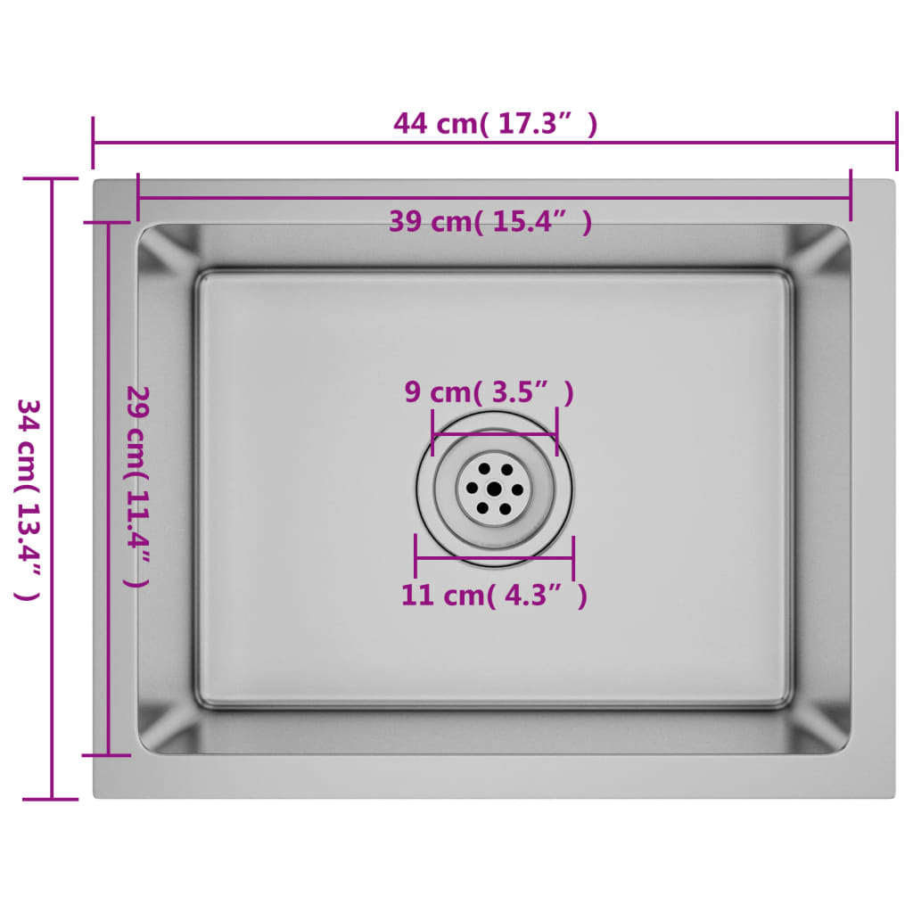 vidaXL Handmade Kitchen Sink Stainless Steel