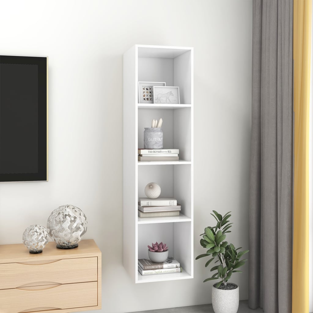 vidaXL Wall-mounted TV Stand White 14.6"x14.6"x56.1" Engineered Wood