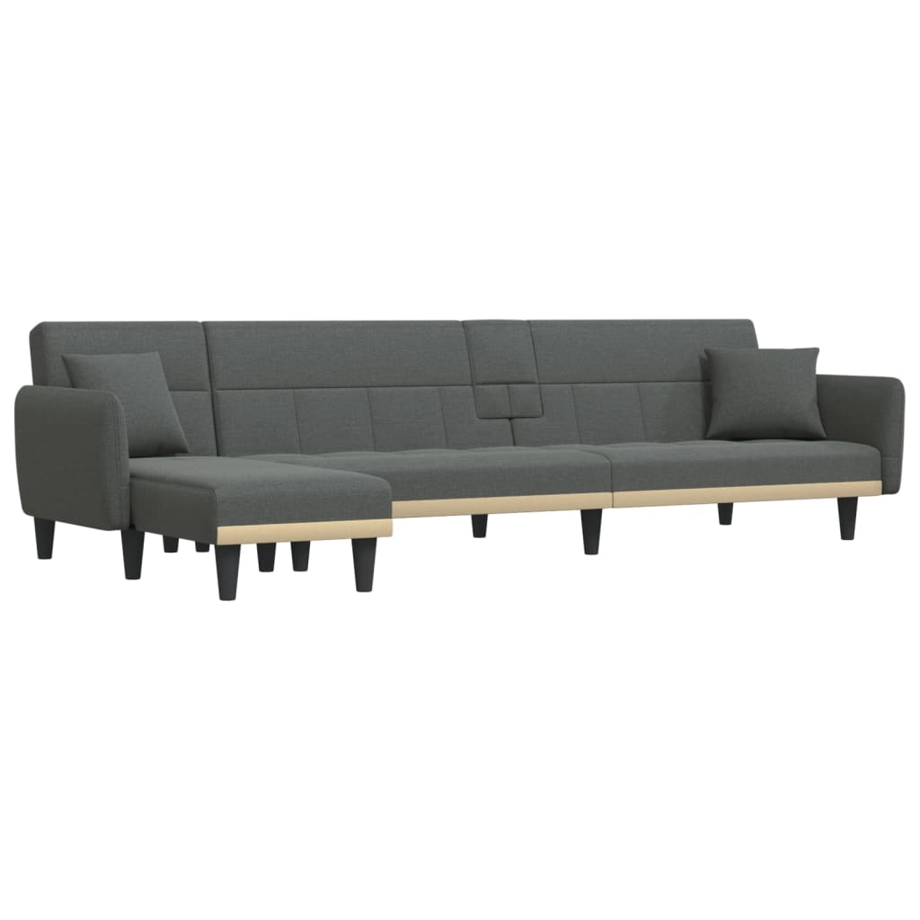 vidaXL L-shaped Sofa Bed Dark Gray 108.3"x55.1"x27.6" Fabric