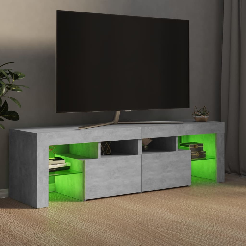 vidaXL TV Cabinet with LED Lights Concrete Grey 55.1"x14.4"x15.7"