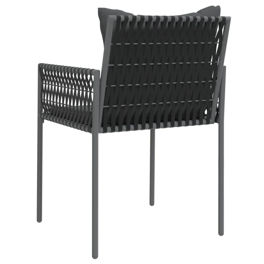 vidaXL Patio Chairs with Cushions 4 pcs Black 21.3"x24"x32.7" Poly Rattan
