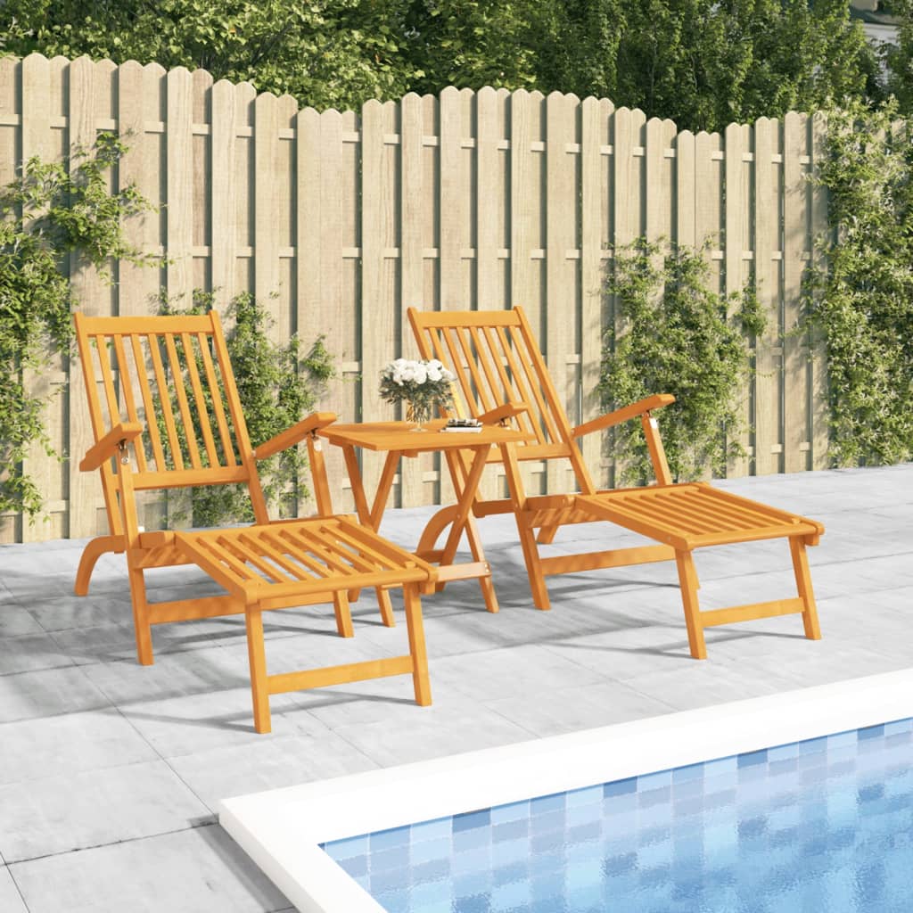 vidaXL Patio Deck Chairs with Footrests 2 pcs Solid Wood Acacia