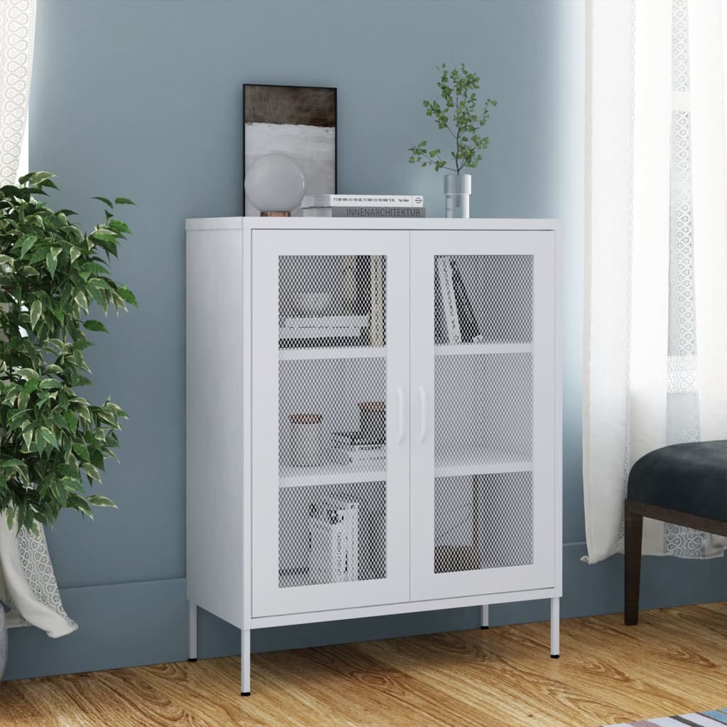 vidaXL Storage Cabinet White 31.5"x13.8"x40" Steel