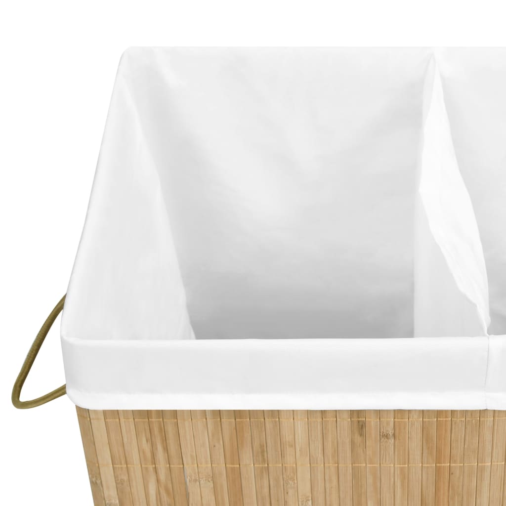 vidaXL Bamboo Laundry Basket with 2 Sections 26.4 gal