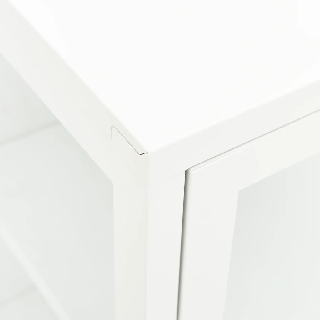 vidaXL Sideboard White 27.6"x13.8"x27.6" Steel and Glass