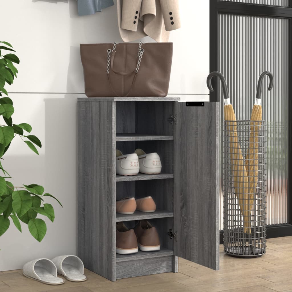 vidaXL Shoe Cabinet Gray Sonoma 11.8"x13.8"x27.6" Engineered Wood