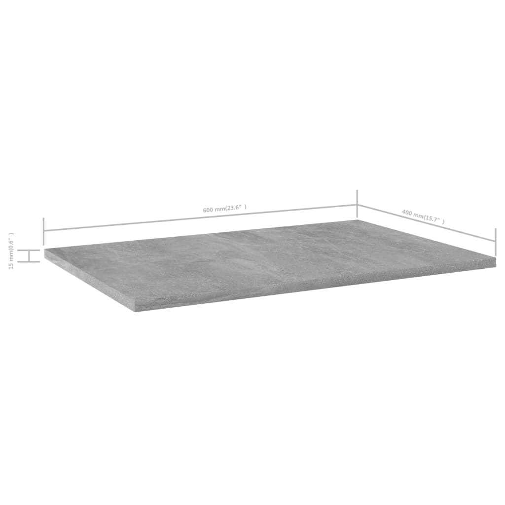 vidaXL Bookshelf Boards 8 pcs Concrete Gray 23.6"x15.7"x0.6" Engineered Wood