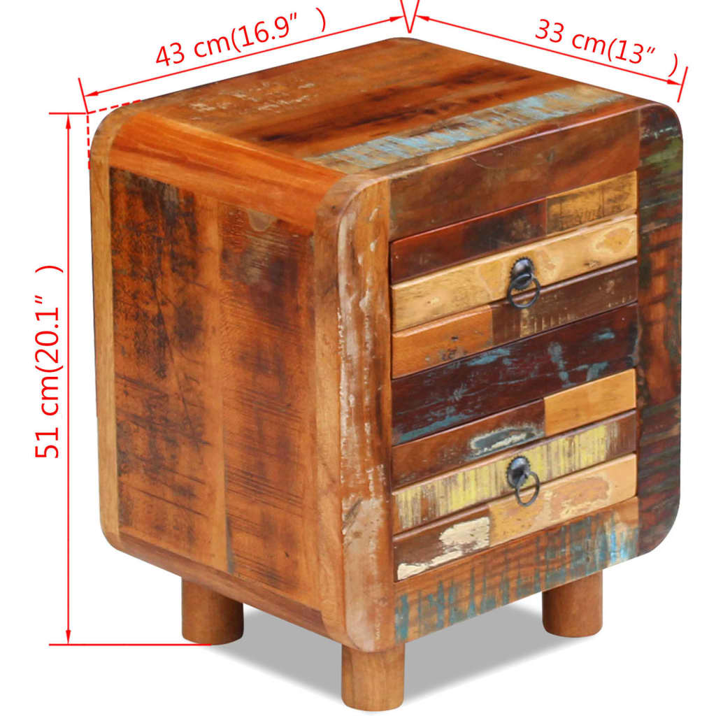 vidaXL Night Cabinet Solid Reclaimed Wood 16.9"x13"x20"