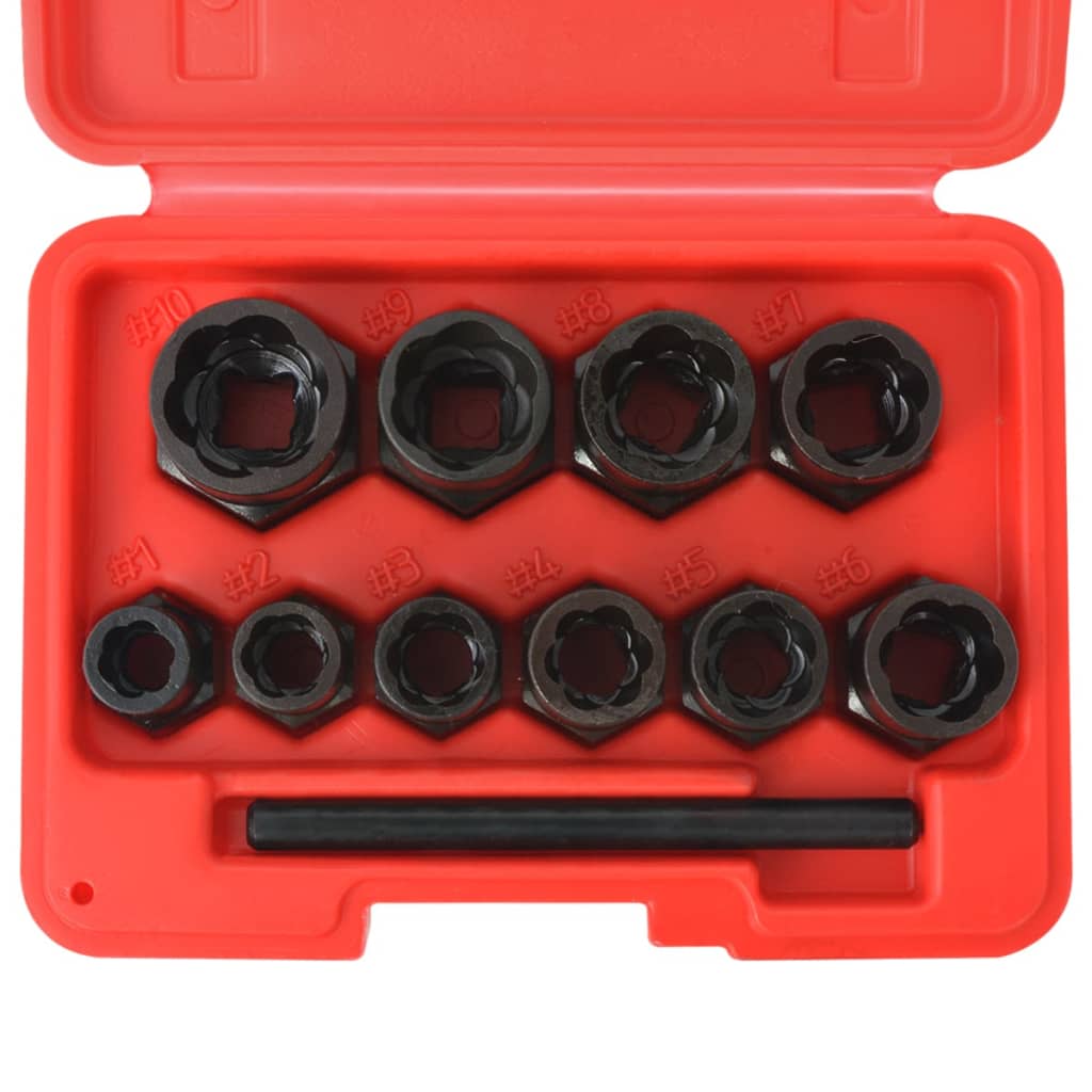 vidaXL 11 Piece Bolt Extractor Set for Damaged Bolts and Nuts Steel