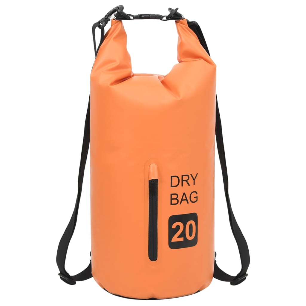 vidaXL Dry Bag with Zipper Orange 5.3 gal PVC