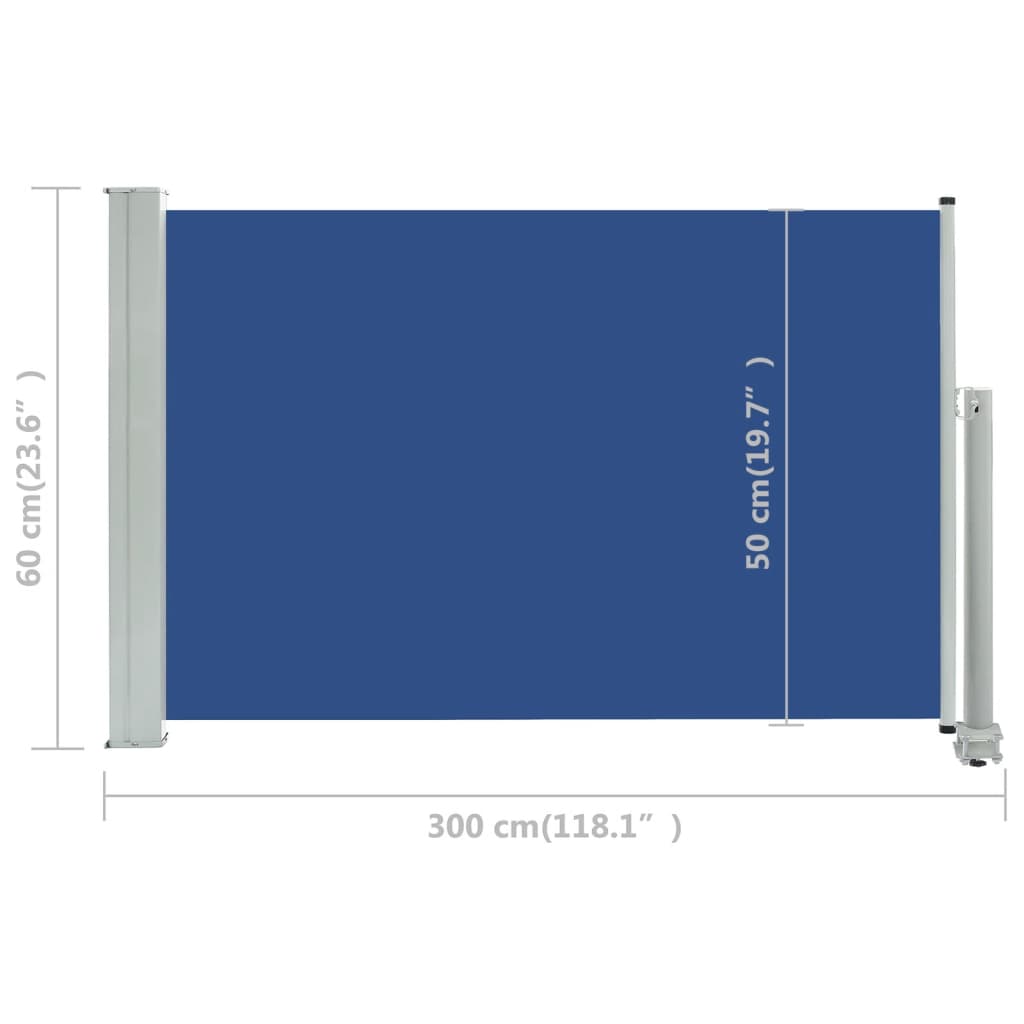 vidaXL Patio Retractable Side Awning 23.6"x118.1" Blue