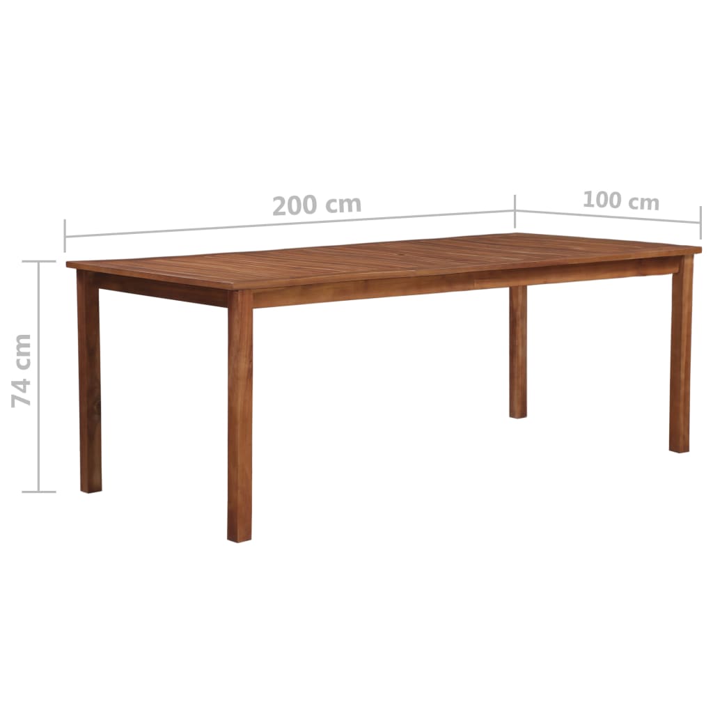 vidaXL Patio Table 78.7"x39.4"x29.1" Solid Acacia Wood
