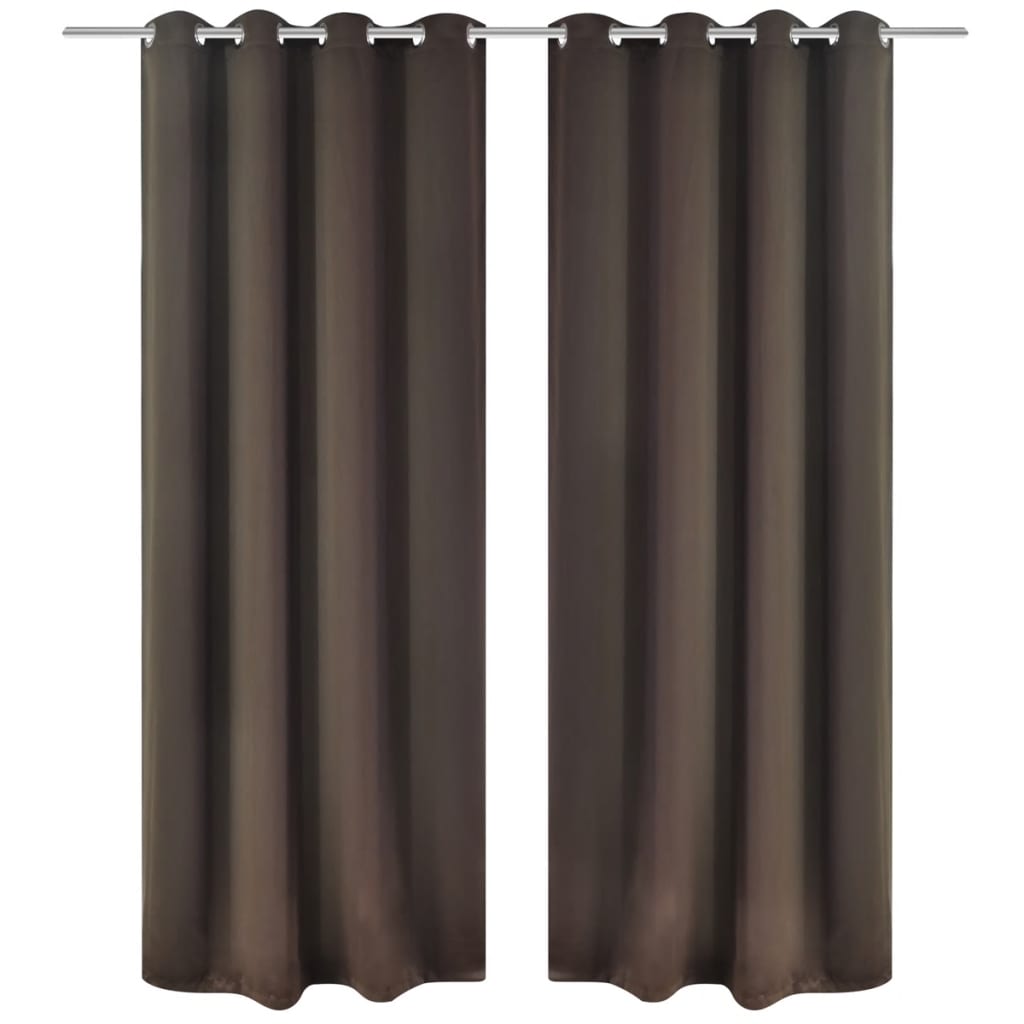 2 pcs Brown Blackout Curtains with Metal Rings 53" x 96"