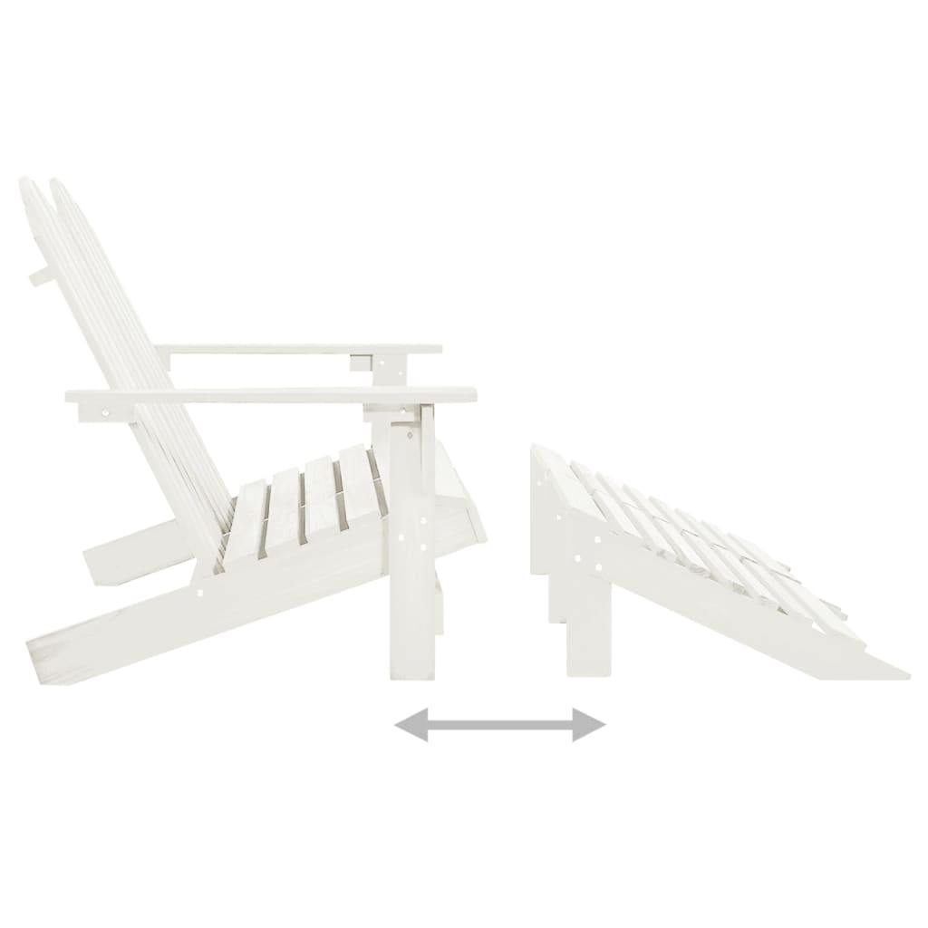 vidaXL 2-Seater Patio Adirondack Chair&Ottoman Fir Wood White