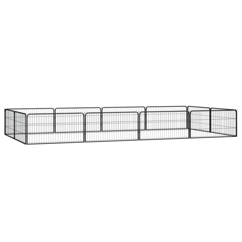 vidaXL 12-Panel Dog Playpen Black 39.4"x19.7" Powder-coated Steel