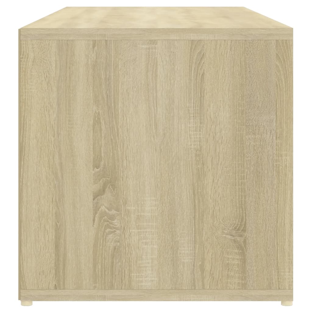 vidaXL Shoe Storage Bench White and Sonoma Oak 41.3"x13.8"x13.8" Engineered Wood