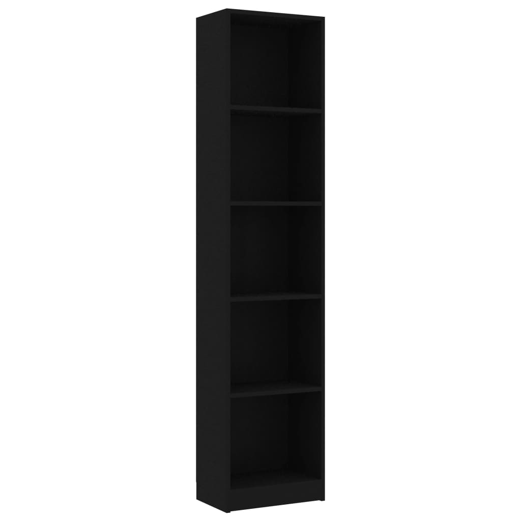 vidaXL 5-Tier Book Cabinet Black 15.7"x9.4"x68.9" Engineered Wood