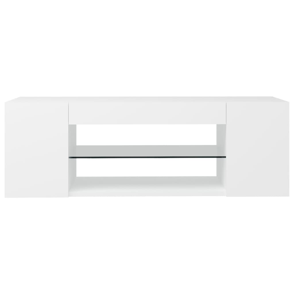vidaXL TV Cabinet with LED Lights White 35.4"x15.4"x11.8"