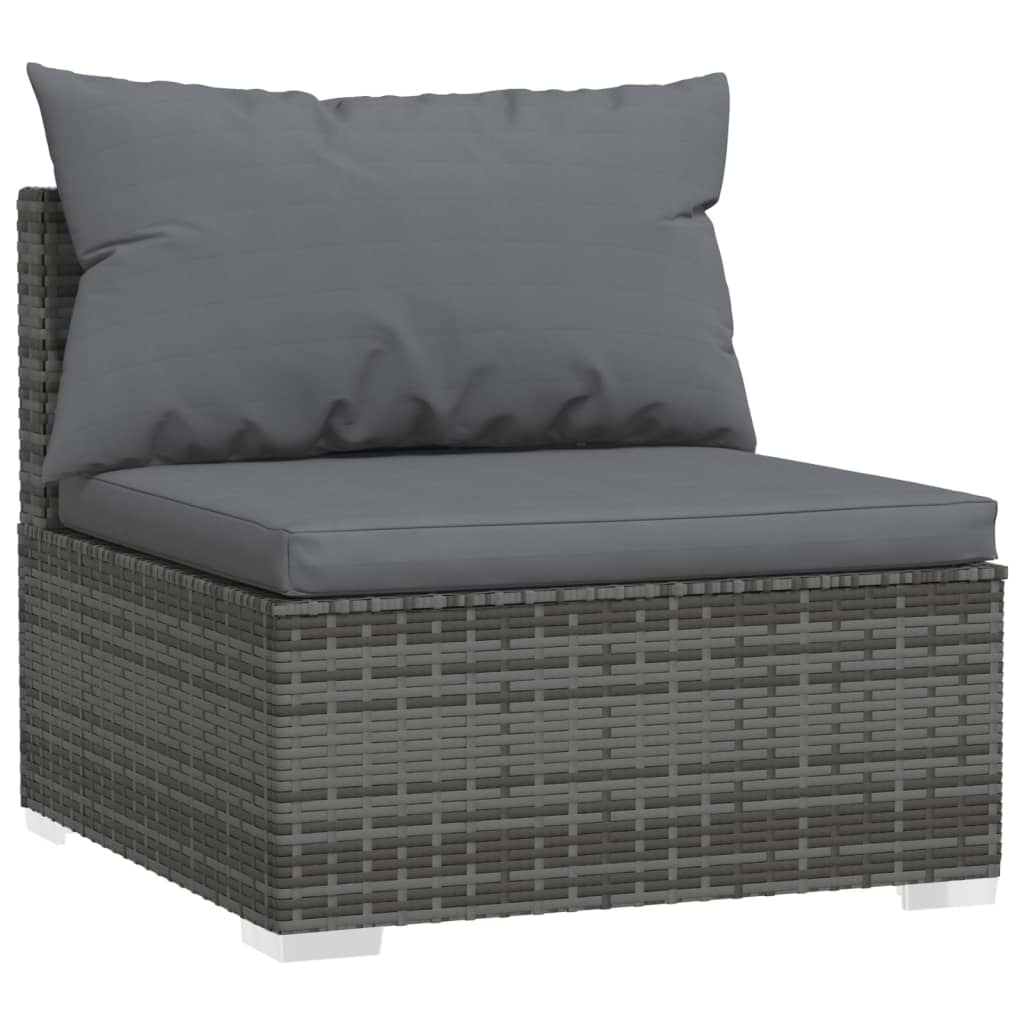 vidaXL Patio Furniture Set 4 Piece with Cushions Gray Poly Rattan