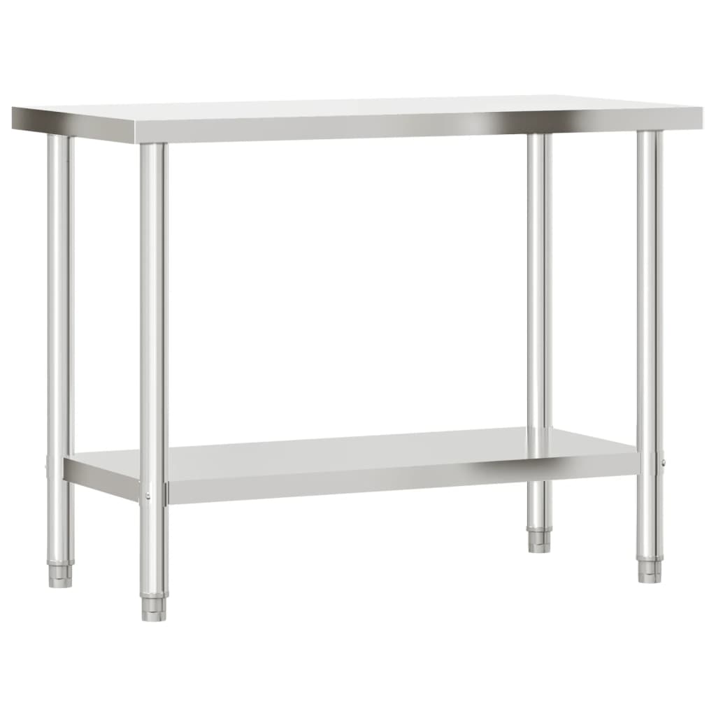 vidaXL Kitchen Work Table with Overshelf 43.3"x21.7"x59.1" Stainless Steel