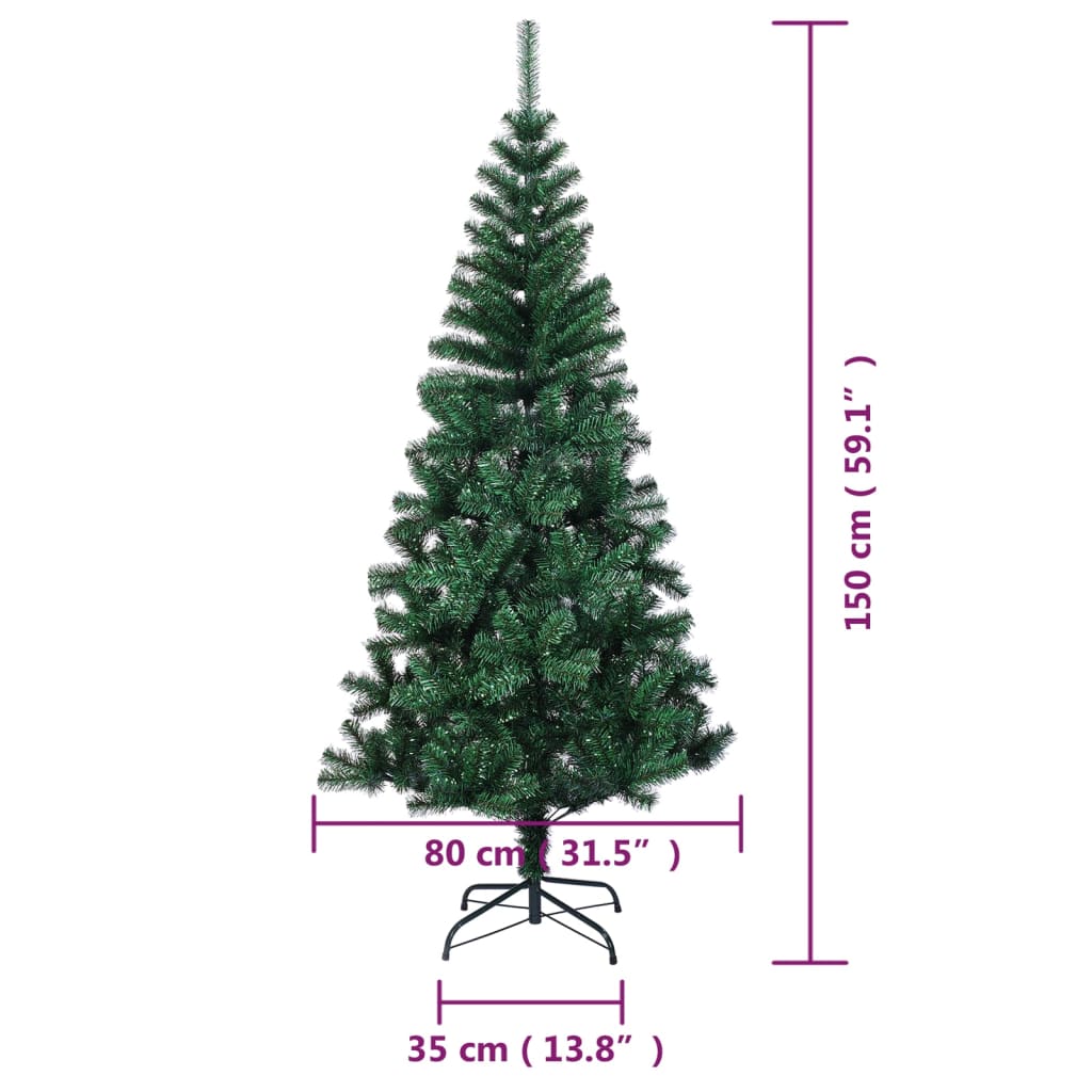 vidaXL Artificial Christmas Tree with Iridescent Tips Green 5 ft PVC