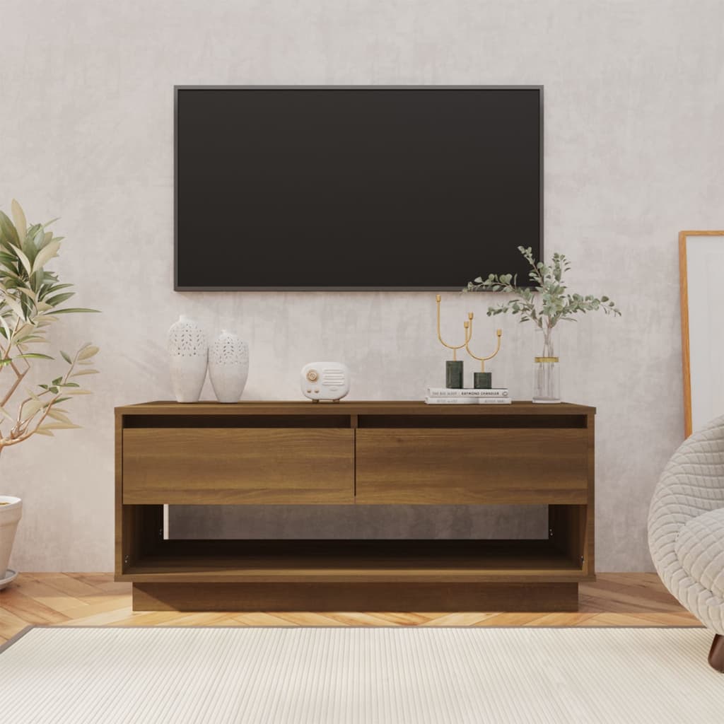 vidaXL TV Cabinet Brown Oak 40.2"x16.1"x17.3" Engineered Wood