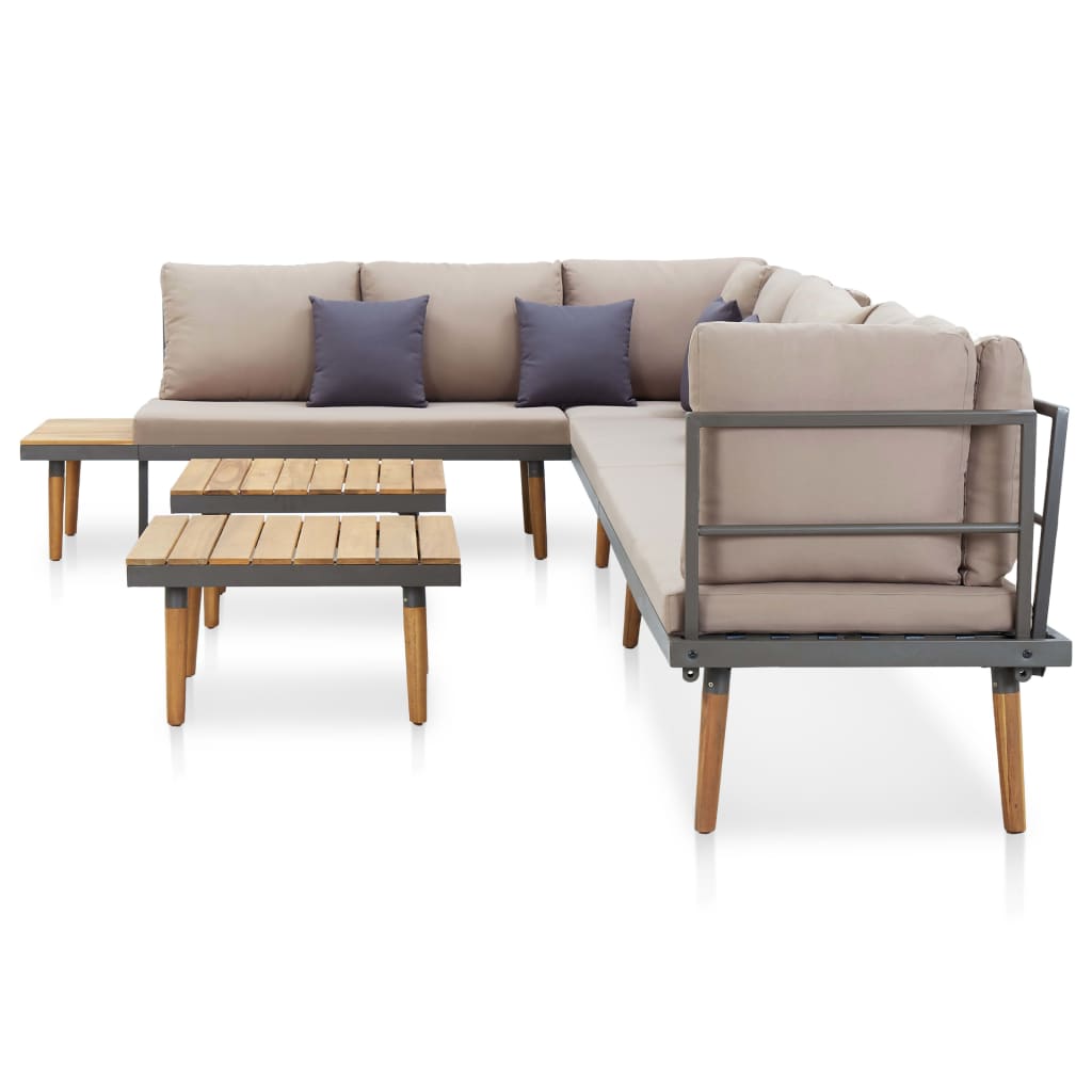 vidaXL 8-Seater Patio Lounge Set with Cushions Solid Acacia Wood