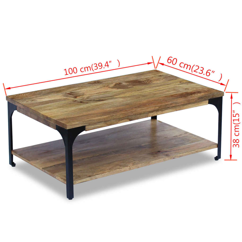 vidaXL Coffee Table Mango Wood 39.4"x23.6"x15"