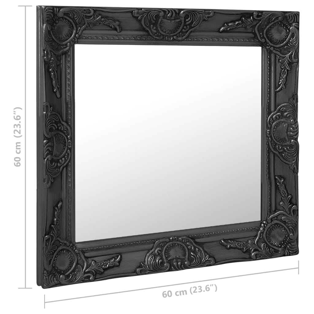 vidaXL Wall Mirror Baroque Style 23.6"x23.6" Black