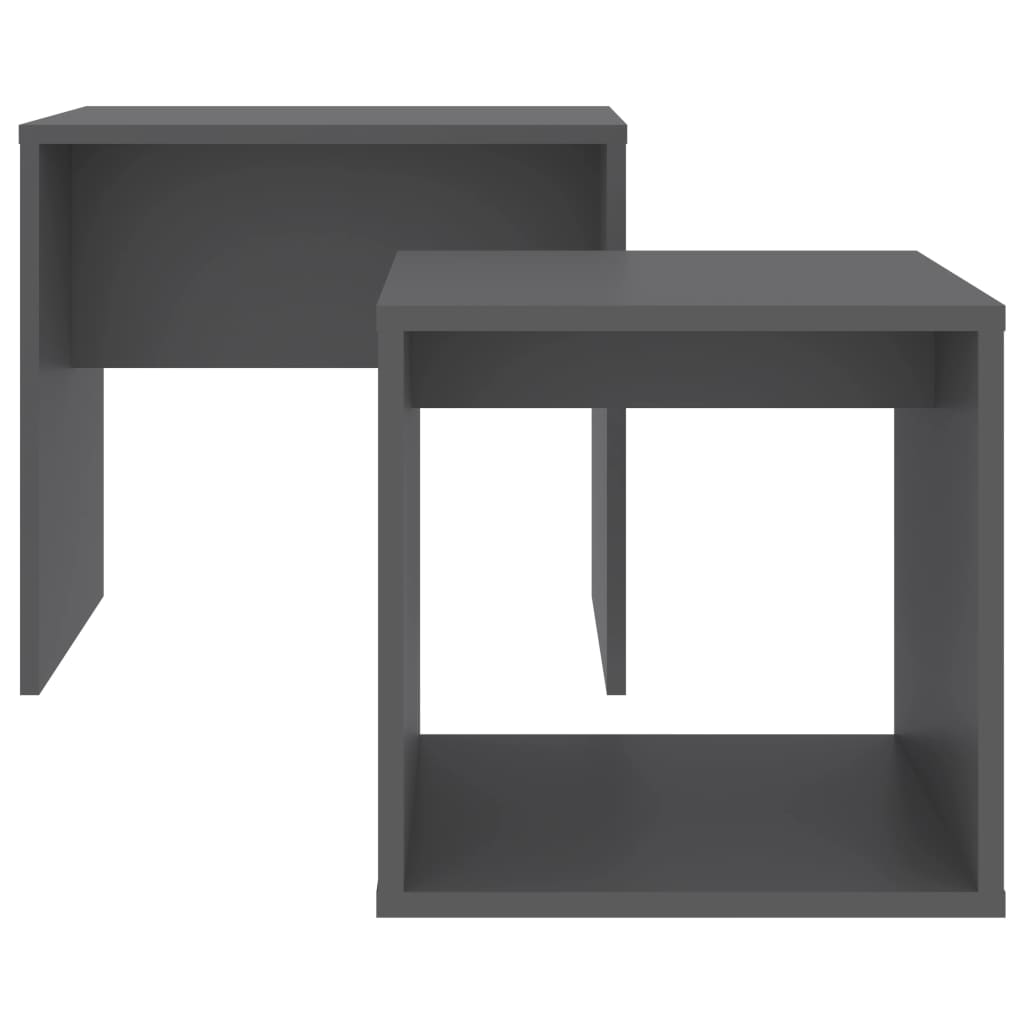 vidaXL Coffee Table Set Gray 18.9"x11.8"x17.7" Chipboard