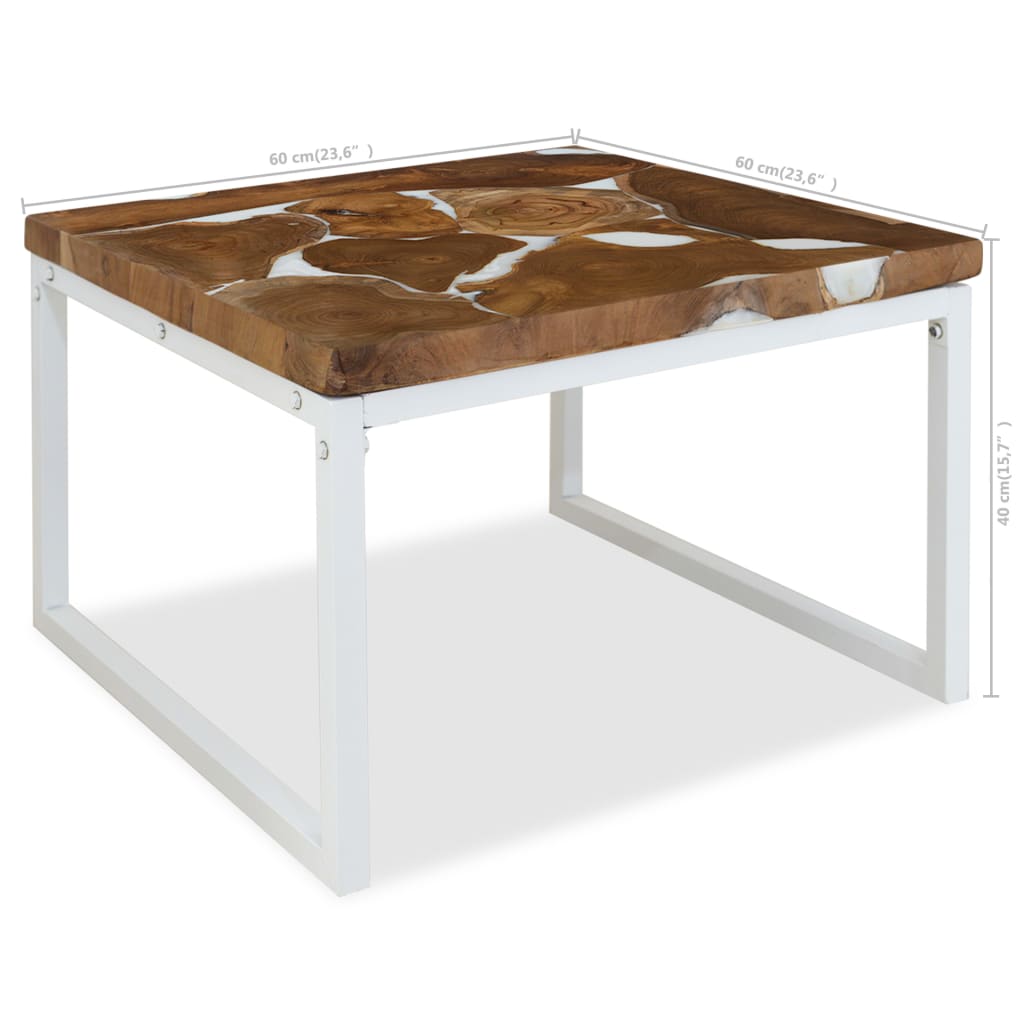 vidaXL Coffee Table Teak Resin 23.6"x23.6"x15.7"