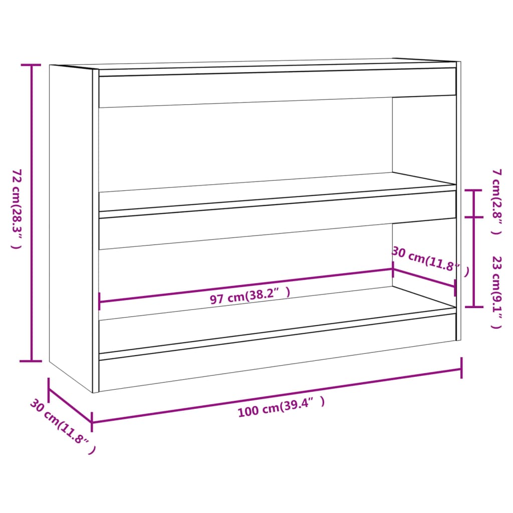 vidaXL Book Cabinet/Room Divider Gray Sonoma 39.4"x11.8"x28.3"