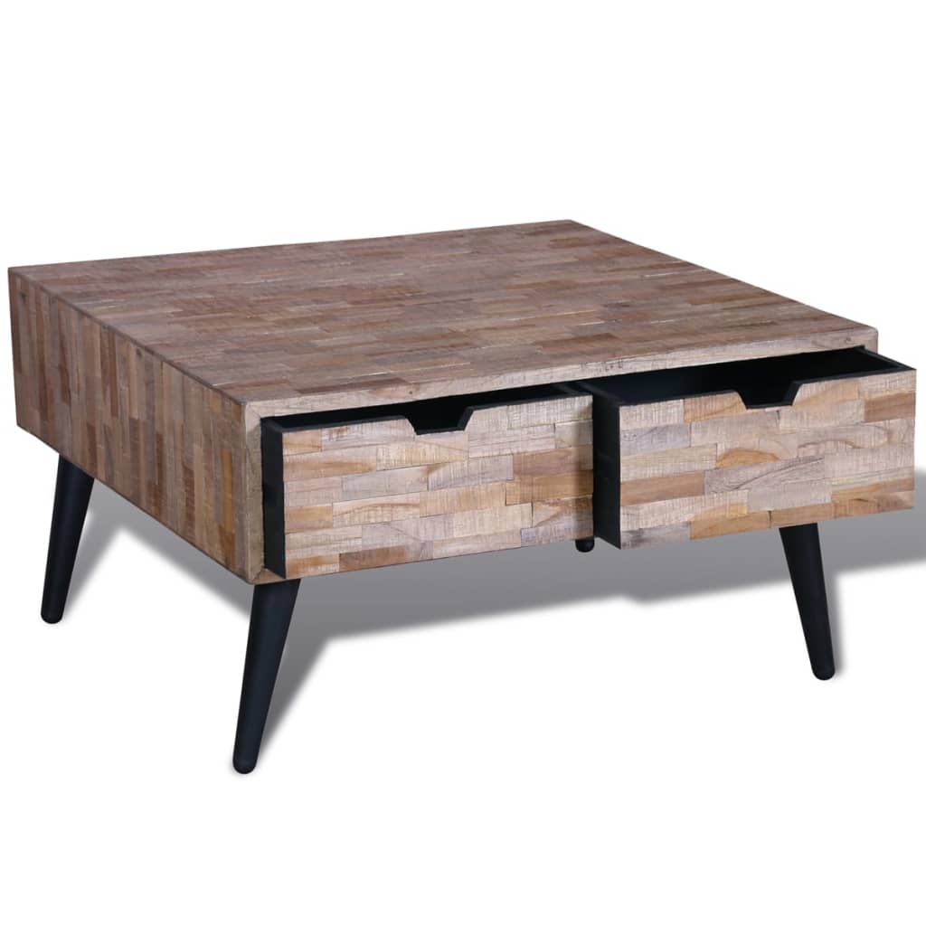 vidaXL Coffee Table with 4 Drawers Reclaimed Teak Wood