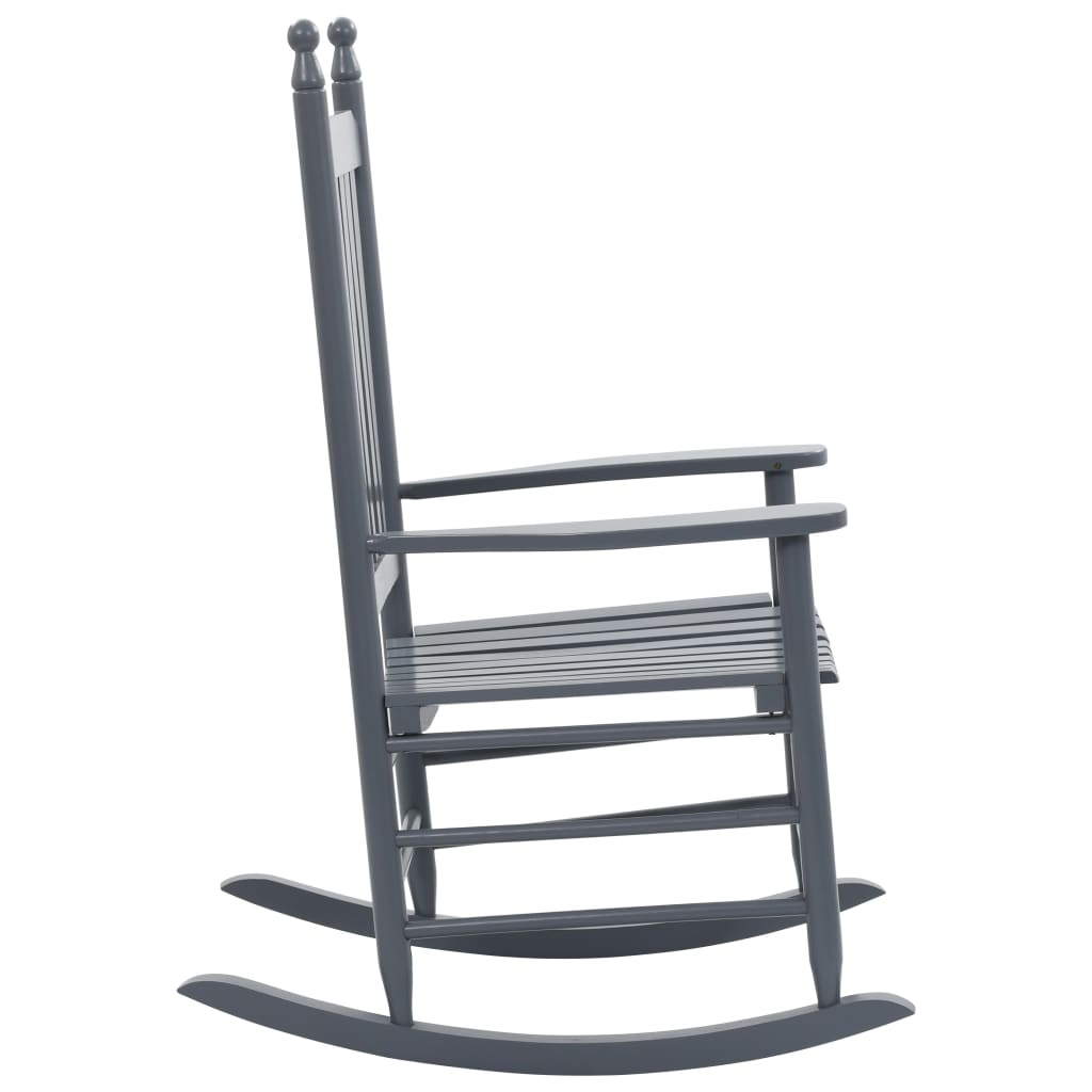 vidaXL Rocking Chair with Curved Seat Gray Poplar Wood