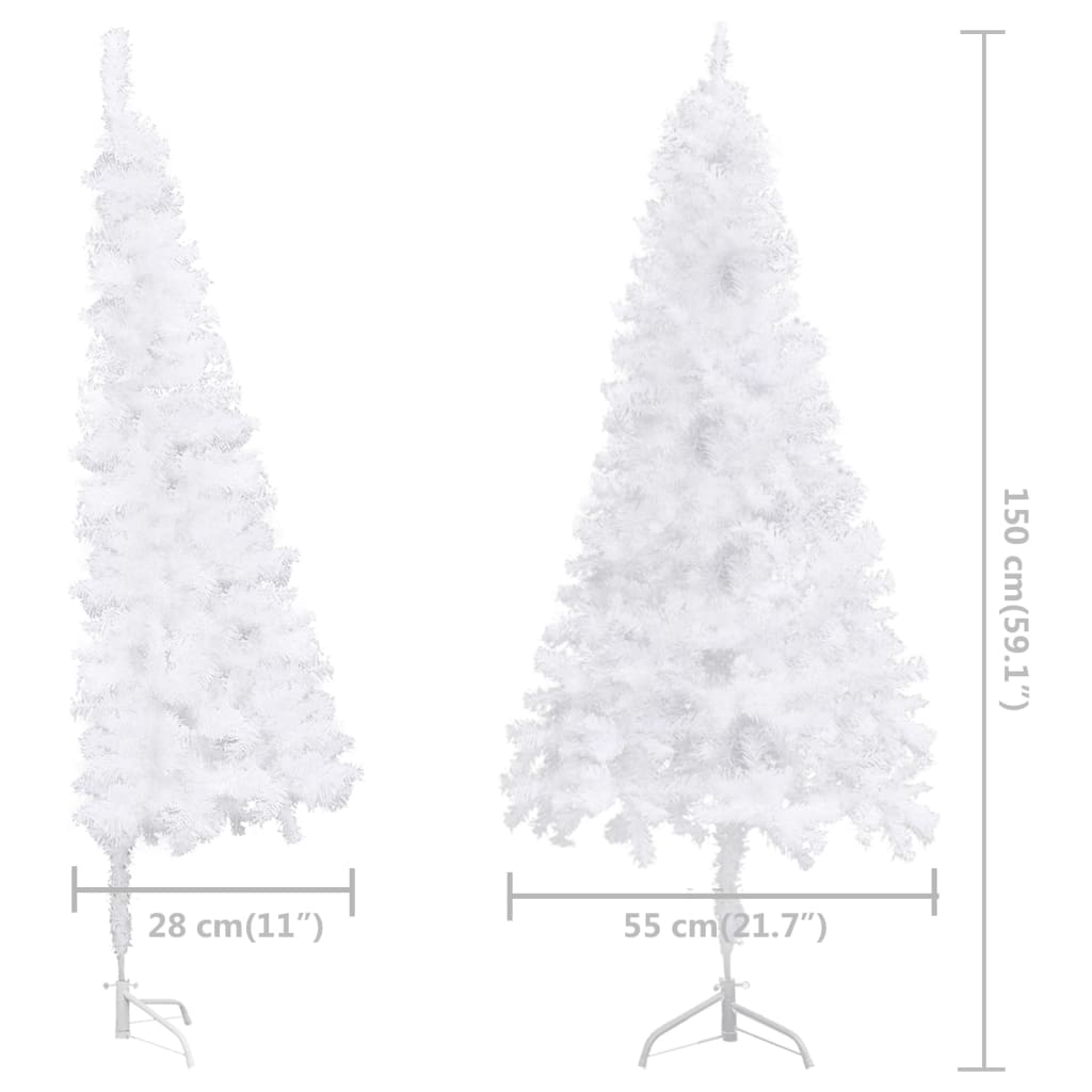 vidaXL Corner Artificial Christmas Tree with LEDs White 59.1" PVC