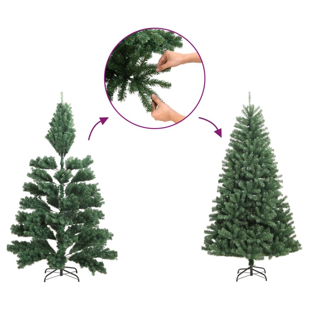 vidaXL Artificial Slim Christmas Tree with Flocked Snow 5 ft PVC&PE