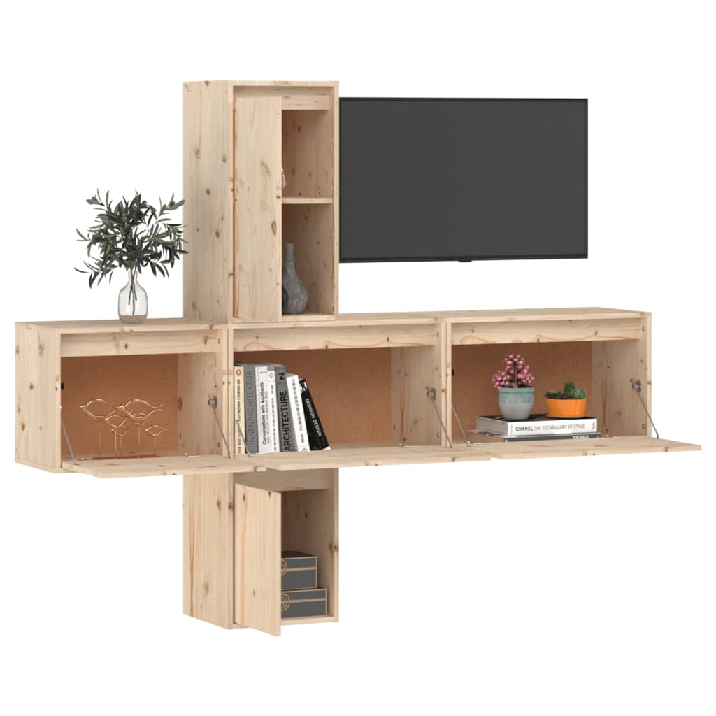 vidaXL TV Stands 5 Pcs Solid Wood Pine