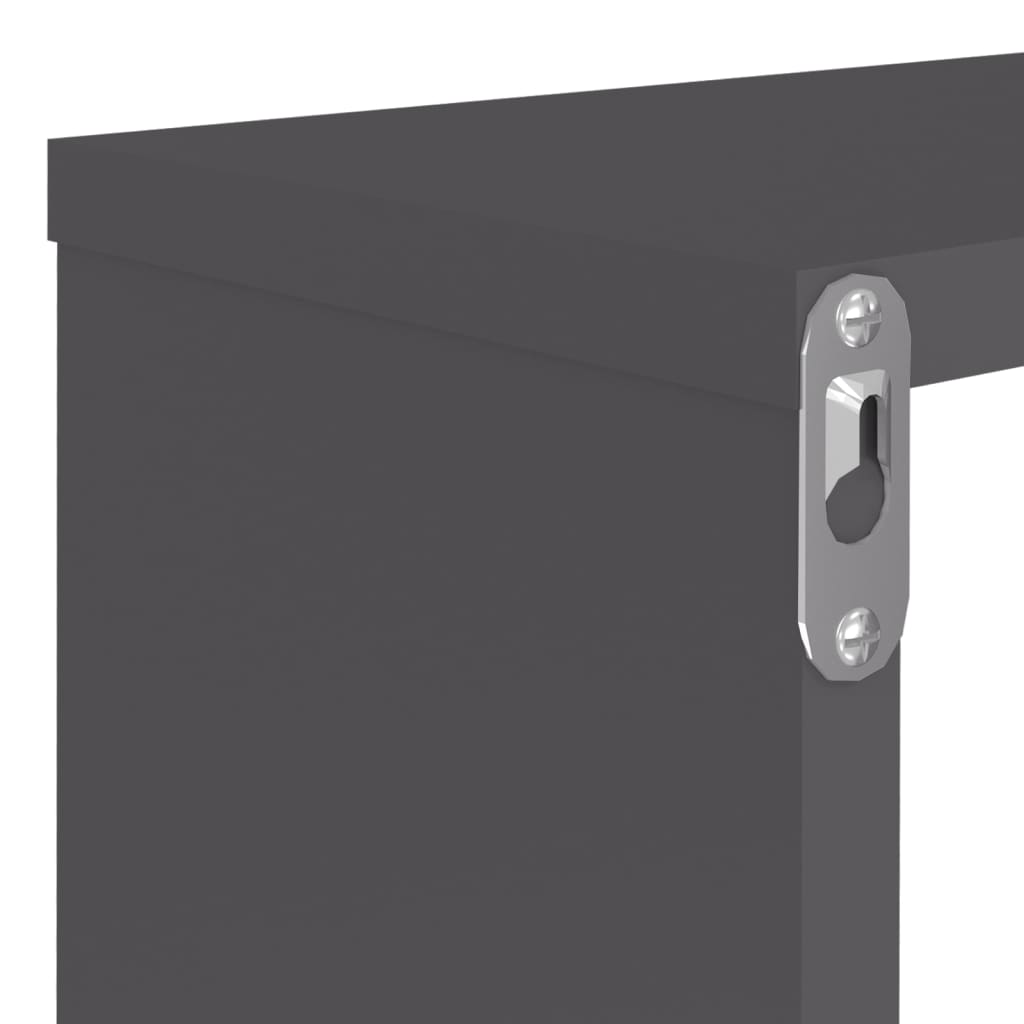 vidaXL Wall Cube Shelves 6 pcs High Gloss Gray 31.5"x5.9"x10.4" Engineered Wood