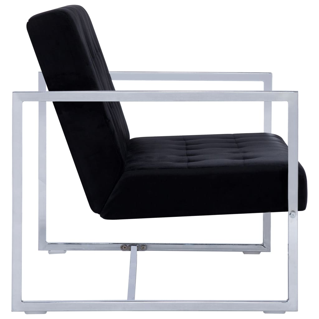 vidaXL 2-Seater Sofa with Armrests Black Chrome and Velvet