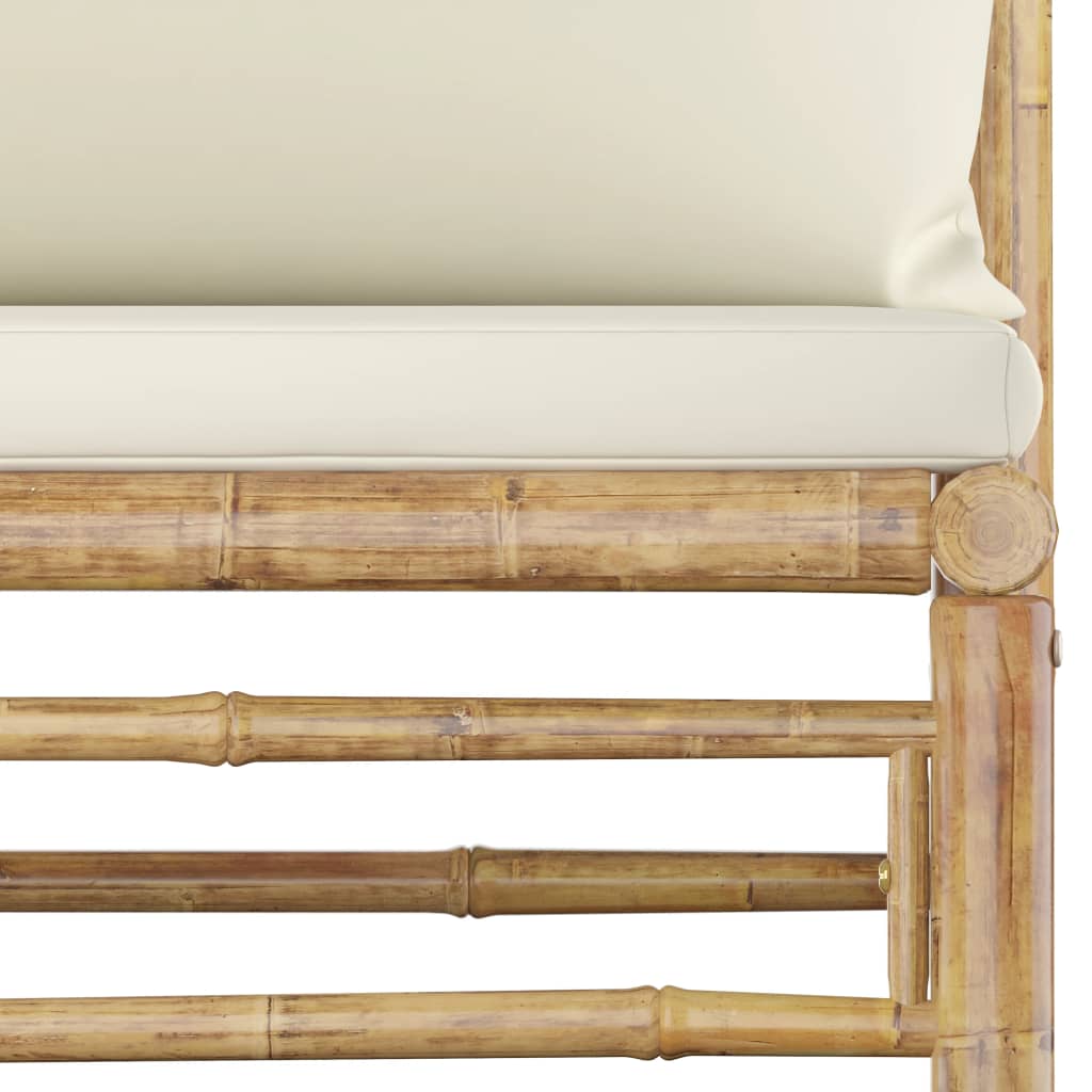 vidaXL 9 Piece Patio Lounge Set with Cream White Cushions Bamboo