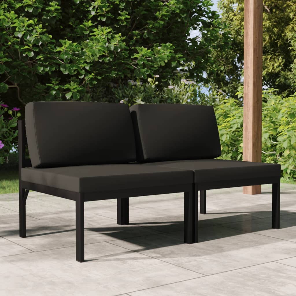 vidaXL 2-Seater Patio Sofa with Cushions Aluminum Anthracite