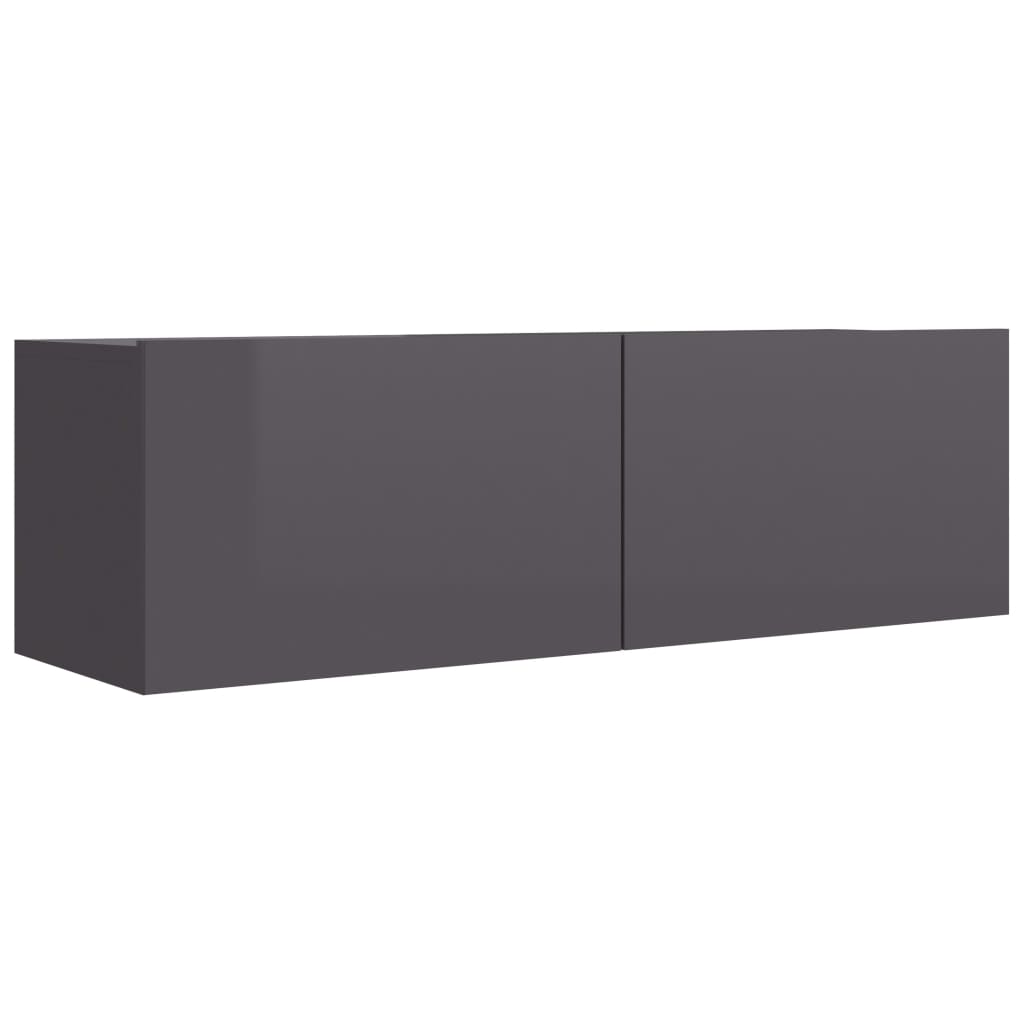 vidaXL TV Cabinet High Gloss Gray 39.4"x11.8"x11.8" Engineered Wood