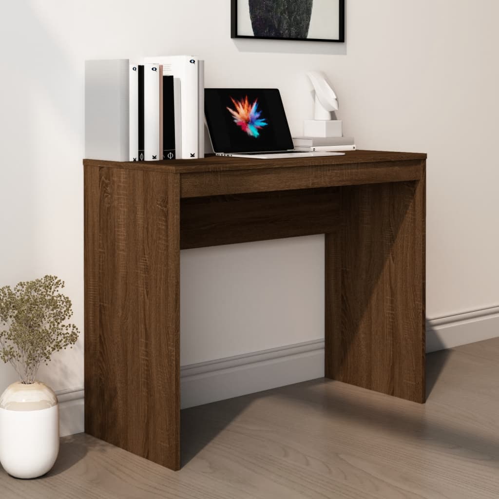 vidaXL Desk Brown Oak 35.4"x15.7"x28.3" Engineered Wood