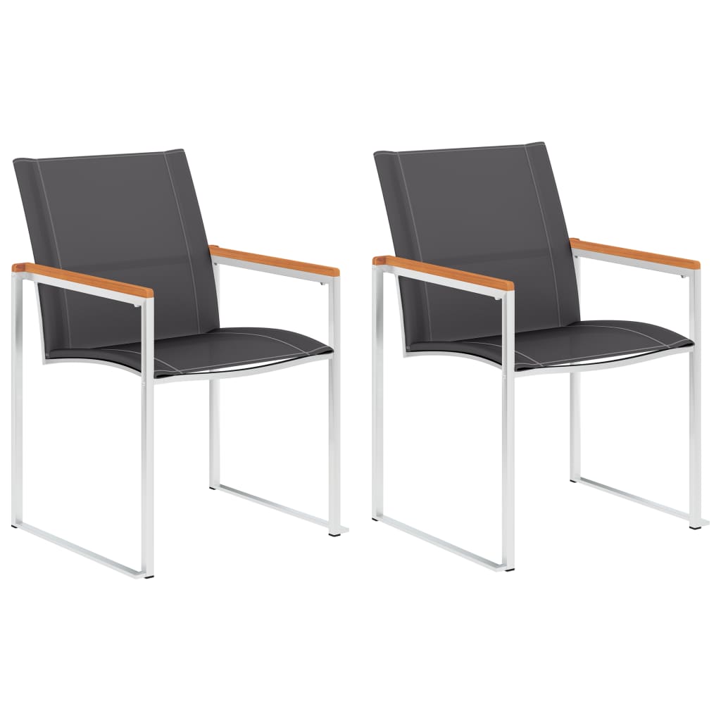 vidaXL Patio Chairs 2 pcs Textilene and Stainless Steel Gray