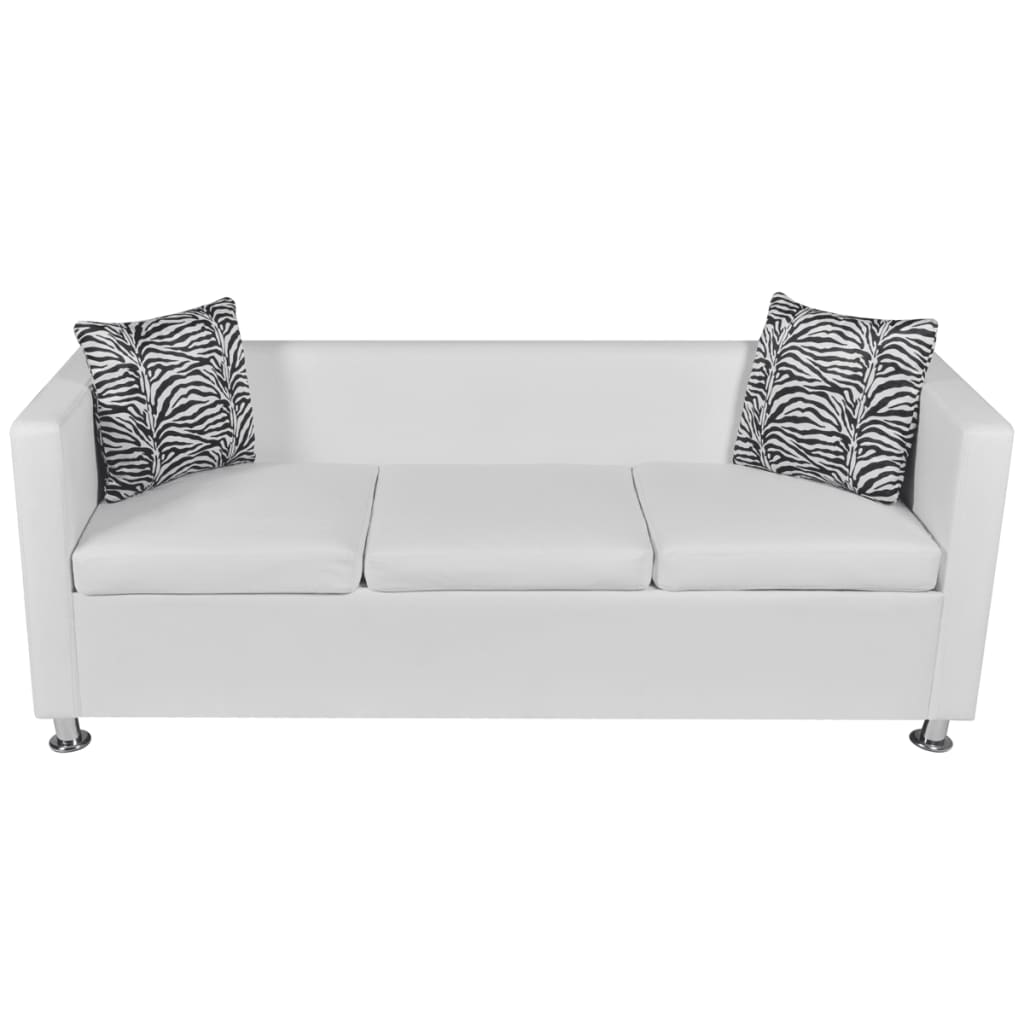 vidaXL Sofa Set Armchair 2-Seater 3-Seater White Faux Leather