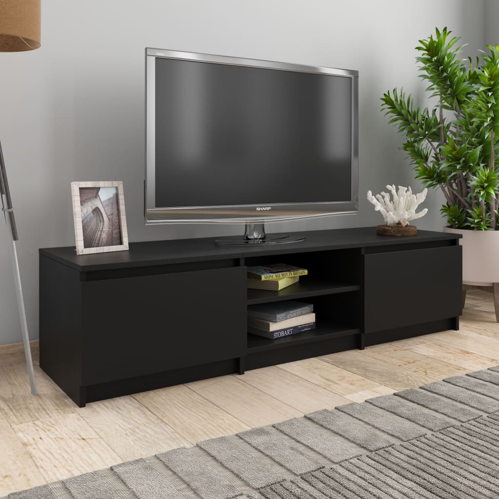 vidaXL TV Stand Black 55.1"x15.7"x14" Engineered Wood